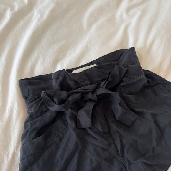 Stillwater Paperbag Waist Shorts Shorty Tie Black Size M High Rise - Picture 2 of 5